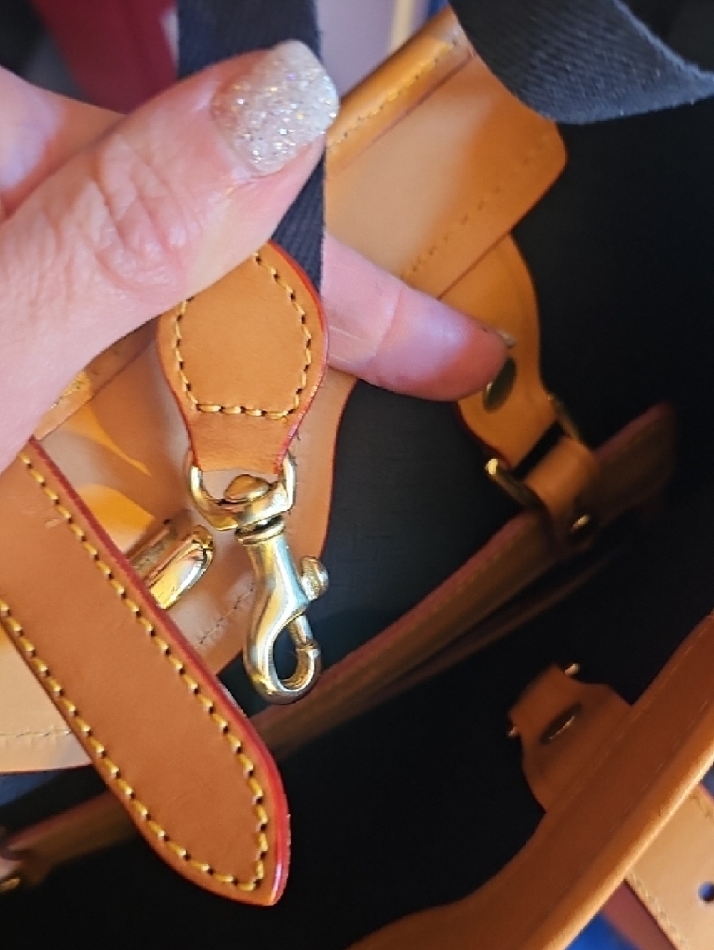 Dooney & Bourke Black Canvas Tote with Tan Leather Trim - Picture 9 of 16